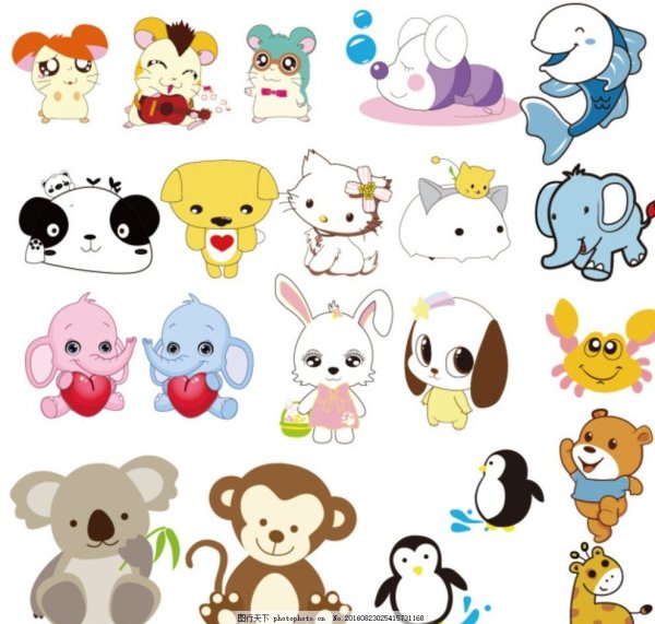Милые наклейки животных
