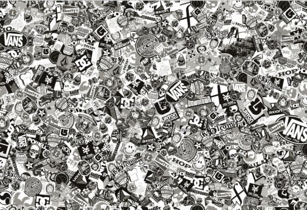 Стикербомб черно белый