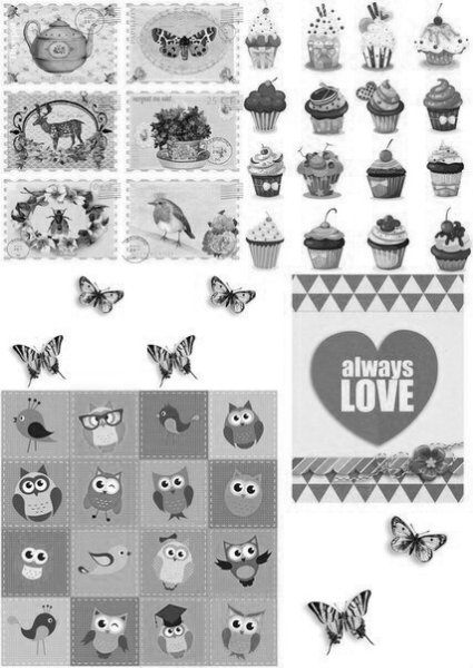 Стикеры черно белые