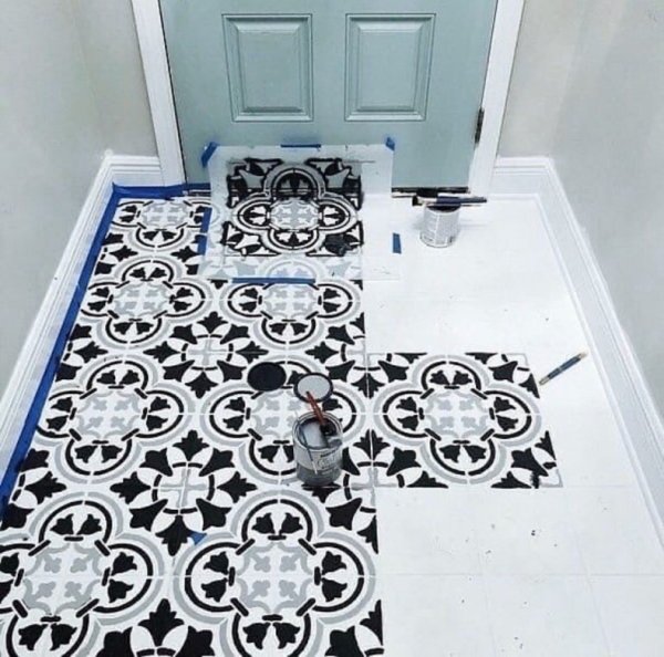 Трафарет для покраски пола плитка