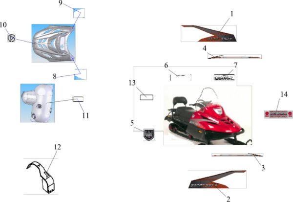Наклейки для снегохода Тайга Варяг 550 v
