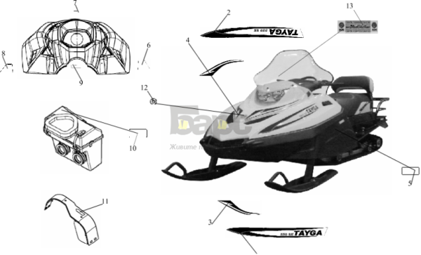 Наклейки на снегоход Тайга Варяг 550