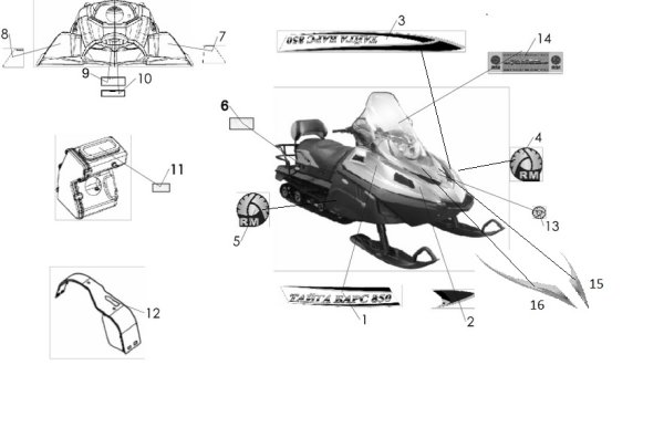 Наклейки на капот на снегоход Тайга Варяг 550