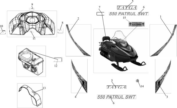 Снегоход Тайга 550 patrul SWT кронштейн капота