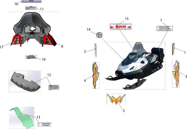 Наклейки на снегоход Тайга патруль 800