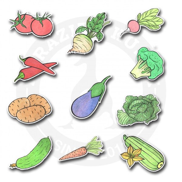Фрукты и овощи (с наклейками)
