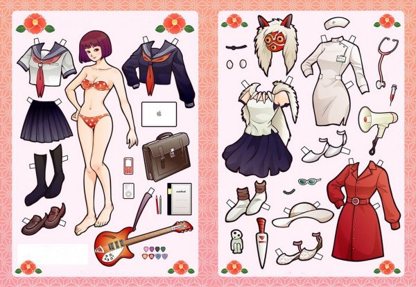 Японские бумажные куклы с одеждой