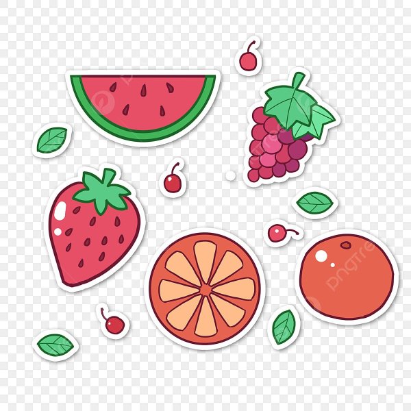 С наклейками фрукты и ягоды