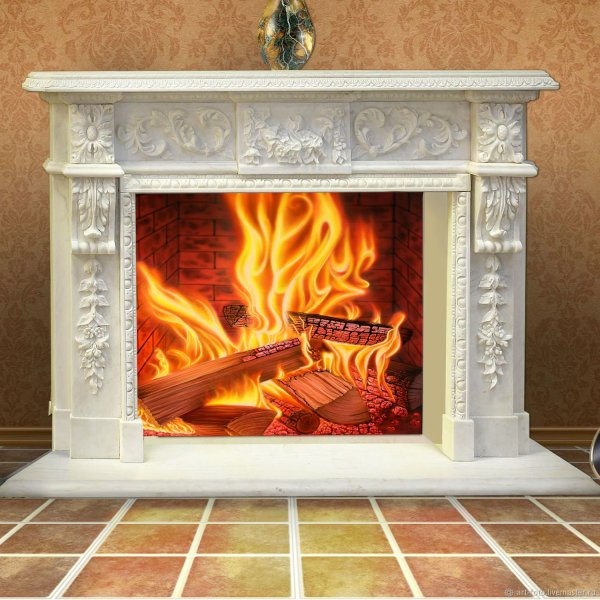 Наклейка камин