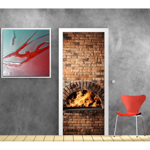 Наклейка камин