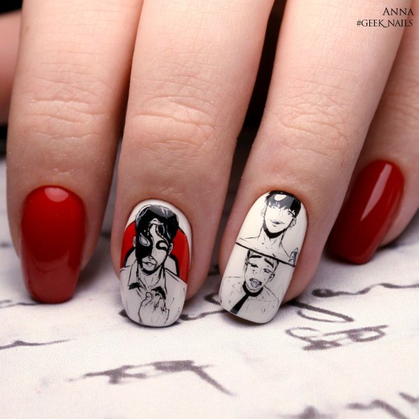 Маникюр с аниме Наруто Акацуки