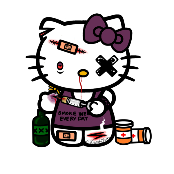 Хеллоу Китти наклейки черно белые