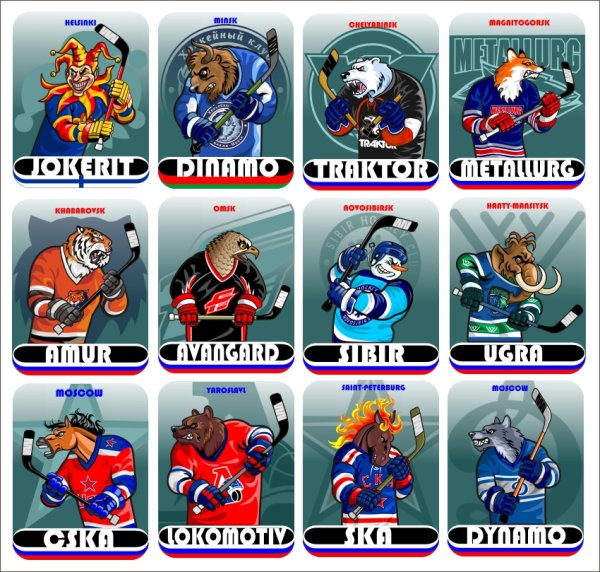 Маскоты хоккейных команд КХЛ