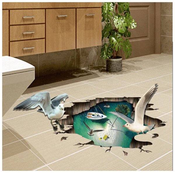 Наклейки 3д на пол в ванной
