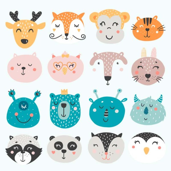 Наклейки мордочки животных