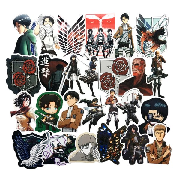 Стикеры атака титанов Леви наклейки