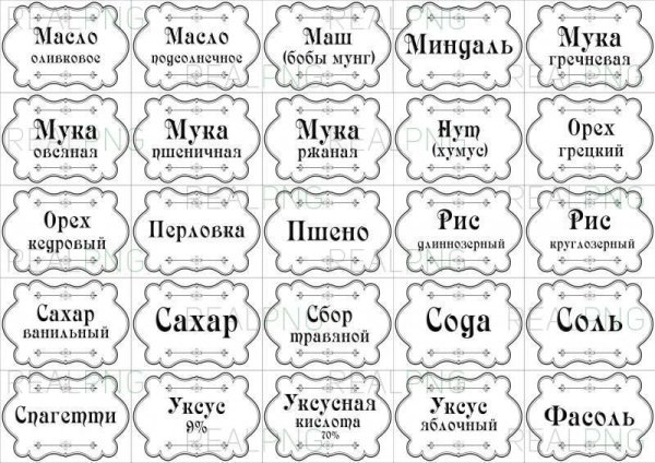 Монохромные этикетки для специй