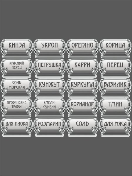 Наклейки на баночки для специй