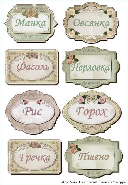 Надписи для специй