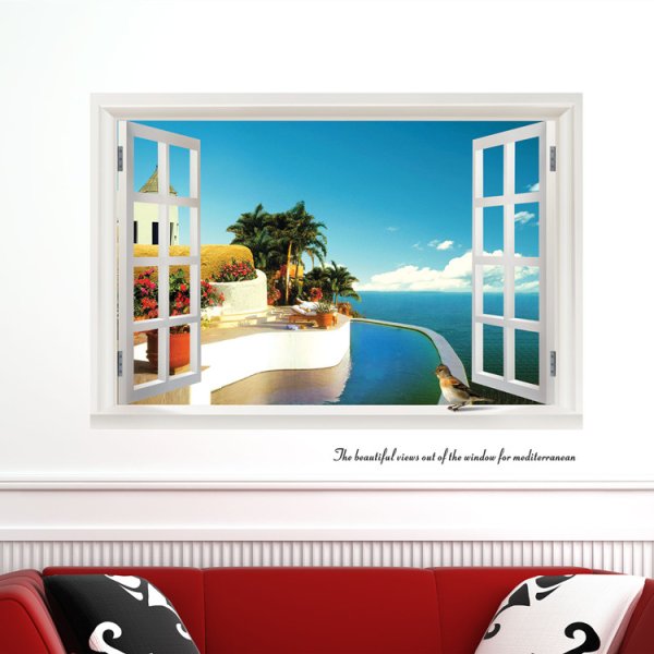 Наклейки на стену в виде окна