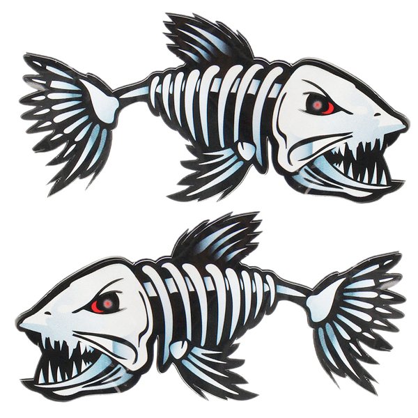 Скелет рыбы на лодке