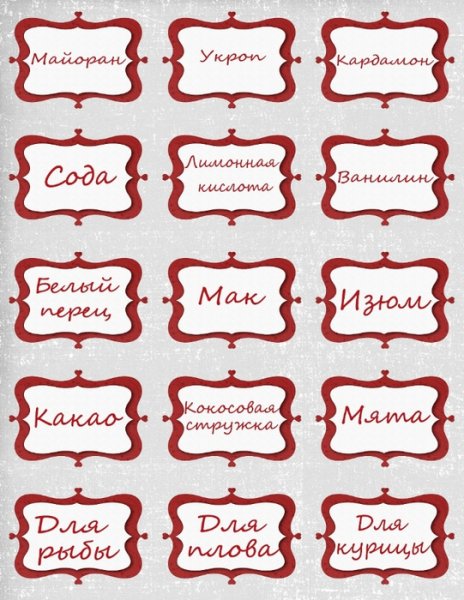 Наклейки на банки со специями