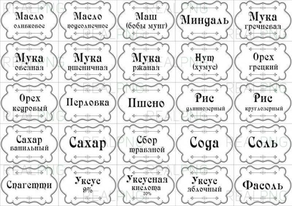 Этикетки для круп