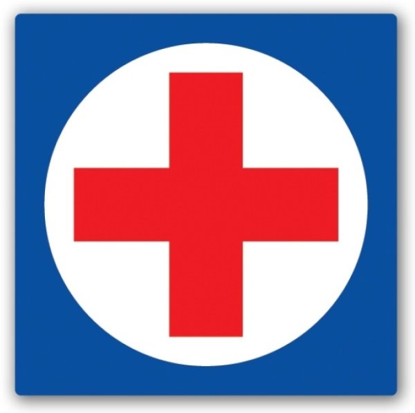 Наклейка-знак виниловая "медицинский крест" 14х14см большая autostickers