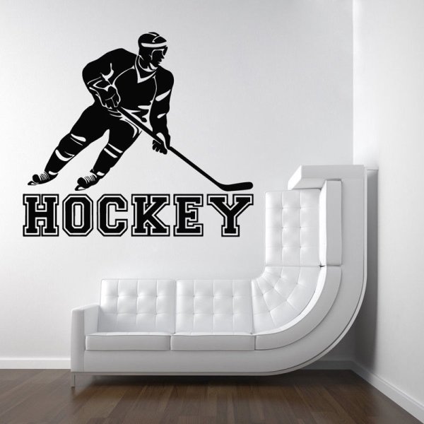 Трафарет хоккеиста на стену