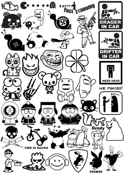 Черно белые наклейки для распечатки