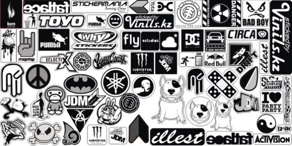 Наклейки для распечатки чёрно белые для мальчиков