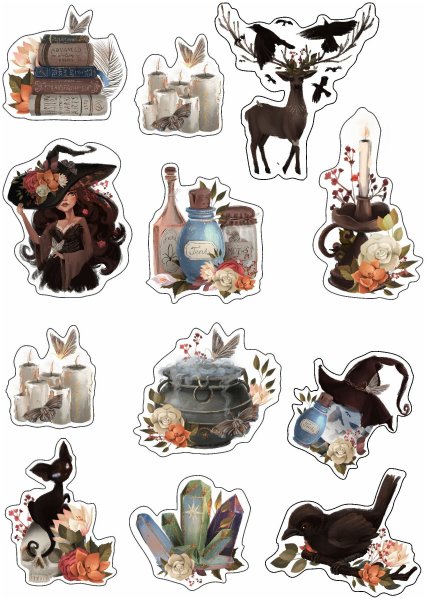 Наклейки в стиле ведьмочки