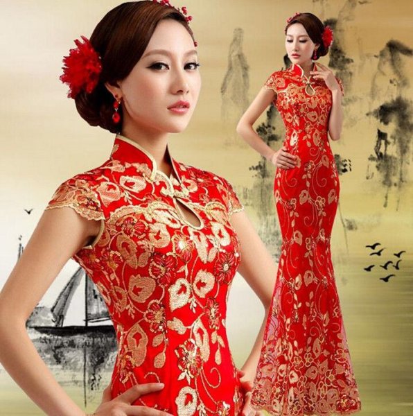 Ципао белое на завязках