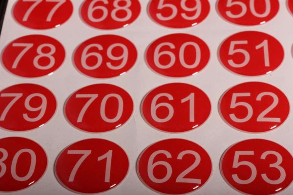 Наклейки с номерами круглые