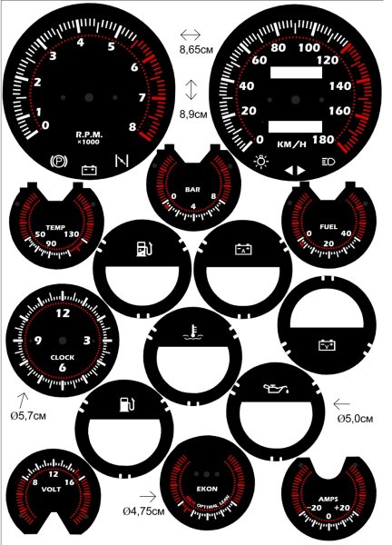 Шкалы панели приборов ВАЗ 2106