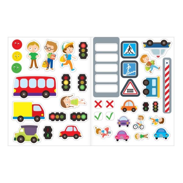 Наклейки обучающие «изучаем ПДД», 12 стр.