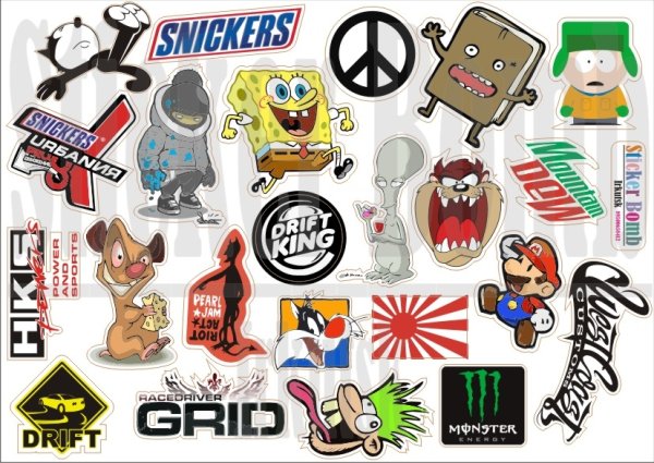 Стикеры чёрно белые