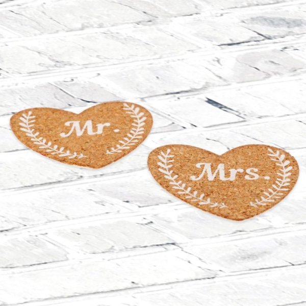 Наклейки пробковые 7*15 см Mr&Mrs