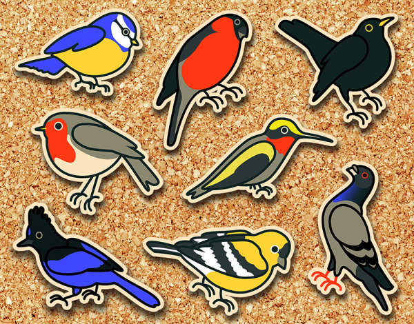 Наклейки птицы для детей