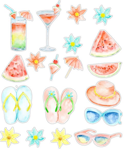 Летние красивые наклейки