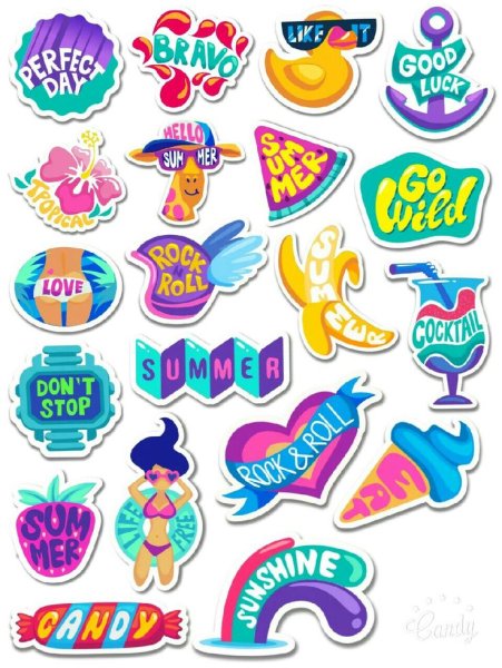 Летние красивые наклейки