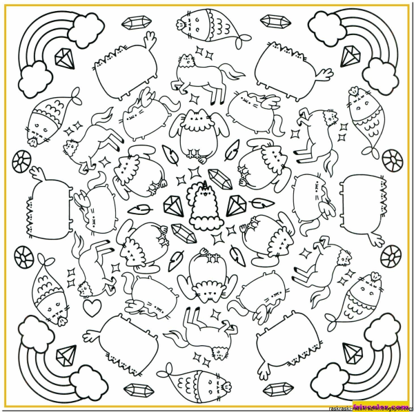 Раскраска наклейки котята