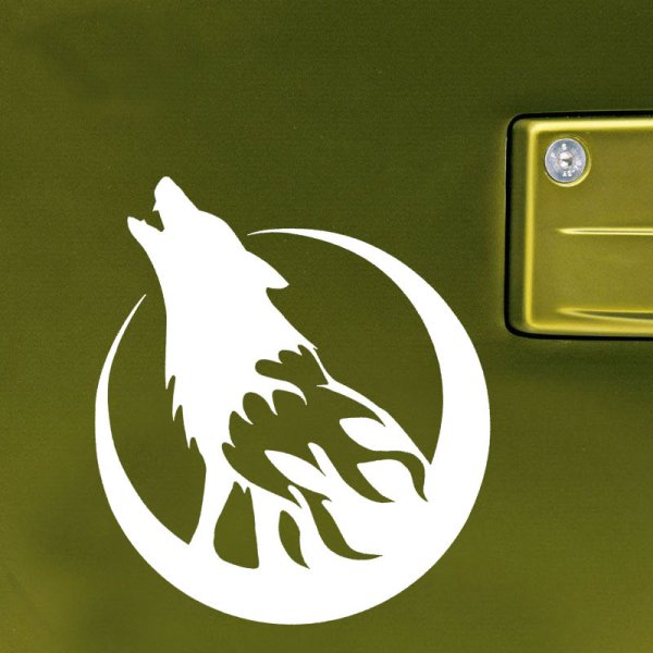 Наклейка волк на авто воет цветная