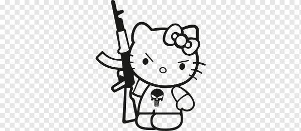 Хеллоу Китти черная с автоматом