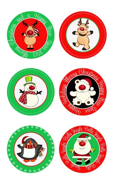 Новогодние Стикеры круглые