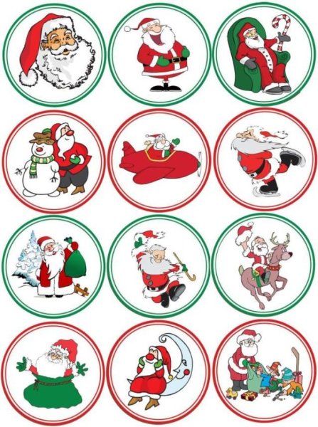 Круглые наклейки с новым годом