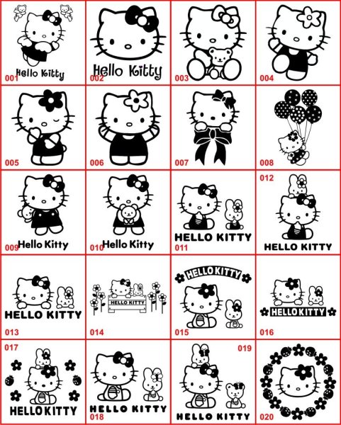 Наклейки Хелло Китти чб