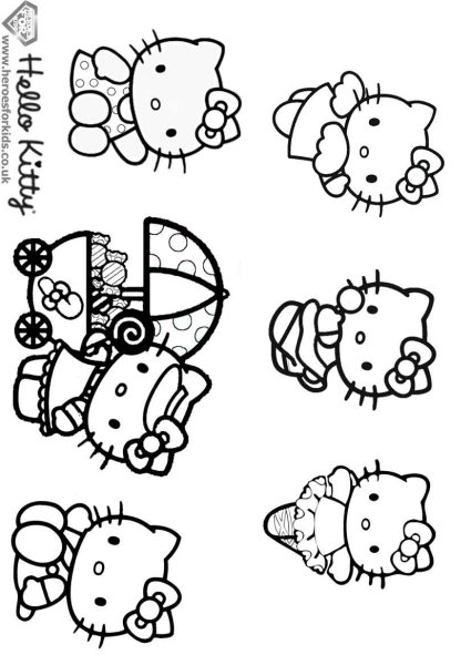Хелло Китти раскраска маленькие