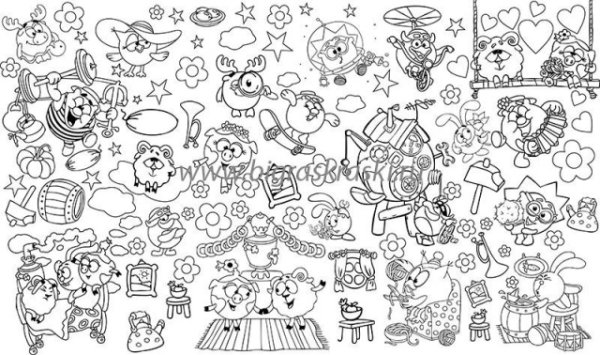 Большая раскраска Смешарики