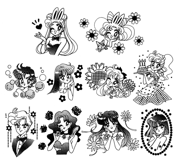 Наклейки аниме черно белые